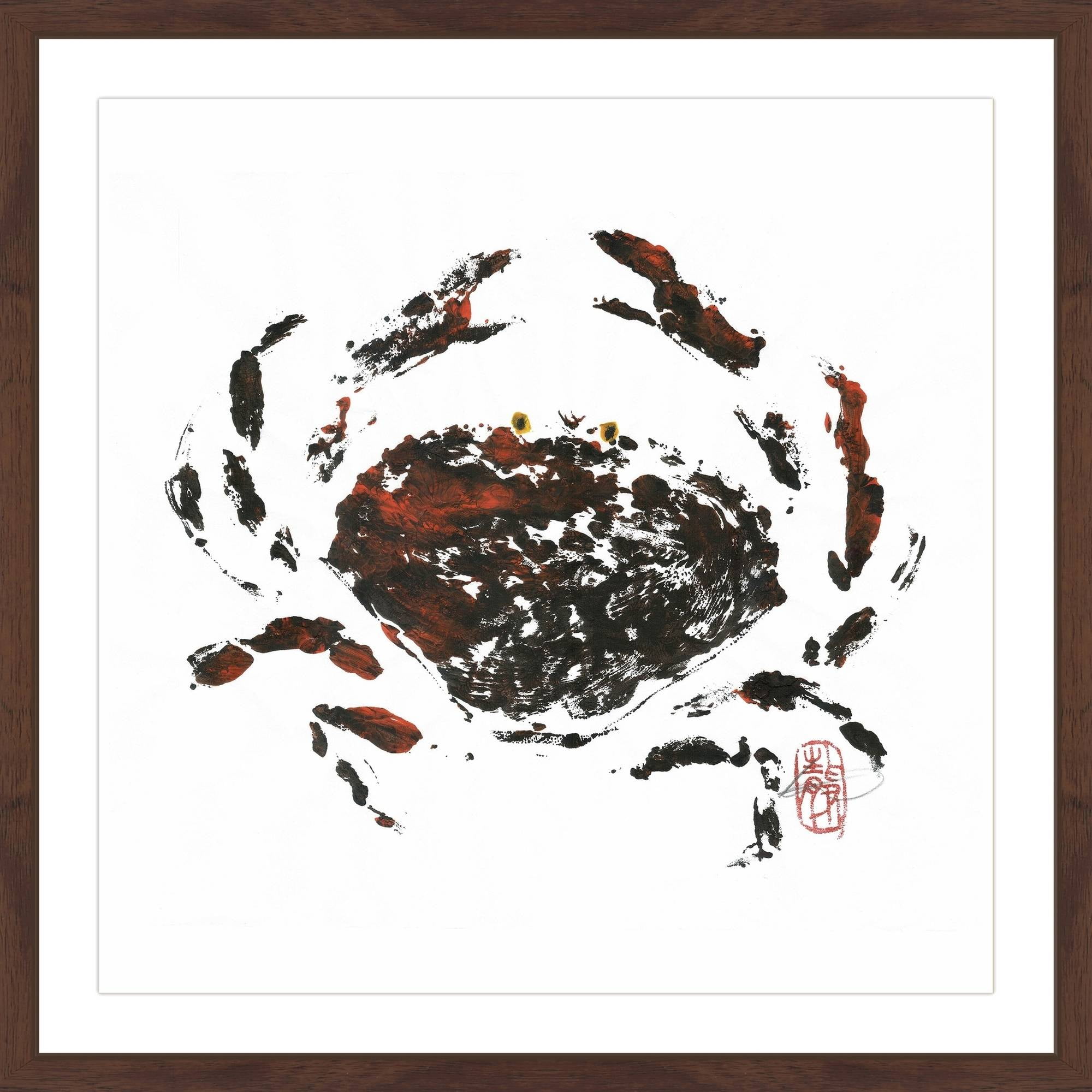 Hidden Crab Black and Brown Framed Canvas Print