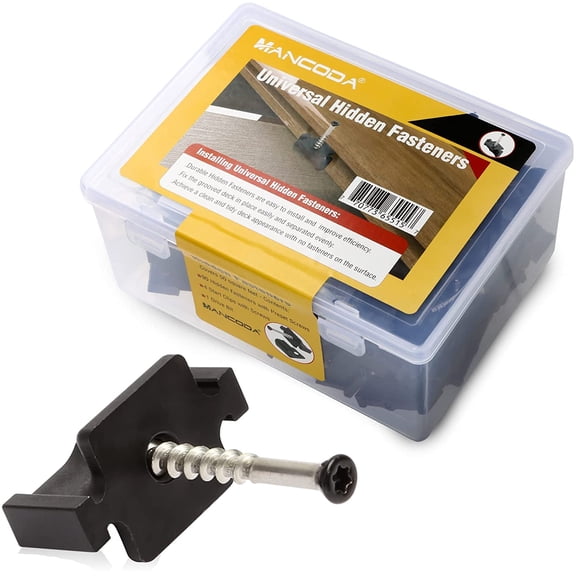 Hidden Deck Fasteners for Composite Decking Board, Universal with Stainless Steel Screws, Clips Wood Framing, 90 Per Box 50 SQ.FT.