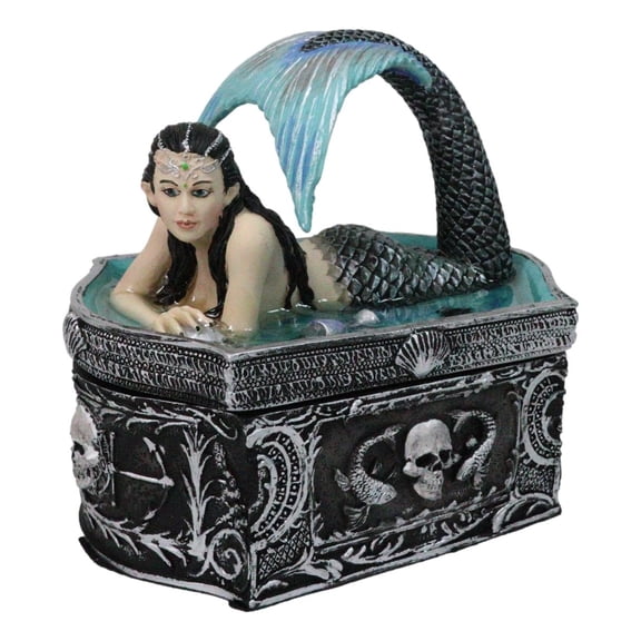 Hidden Depths Siren Mermaid On Still Water Necromancy Skull Decorative Box
