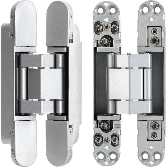 Hidden Door Hinge 2 Pack 6" Invisible Hinges Concealed Hinges 180 Degree Swing Hinge 3 Way Adjustable Butt Hinge Zinc Alloy Silent Hidden Hidden Hinges for Doors