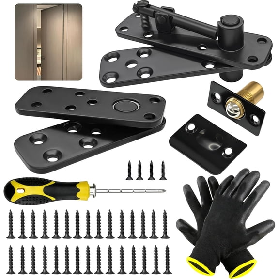 Hidden Door Hinge, Heavy Duty 360 Rotation Door Pivot Hinge, 570Lbs Load-Bearing Thickened Solid Stainless Steel for Secret Doors, Bookcase, Murphy & Shelf Doors - Includes Hardware Kit