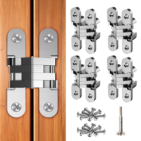 Hidden Door Hinge Invisible Door Hinge, 180 Degree Concealed and Cabinet Hinges for Cabinet Doors and DIY Box Zinc Alloy Furniture and Table (A & Black & 4PCS,Door Thick(11/6"~1"))