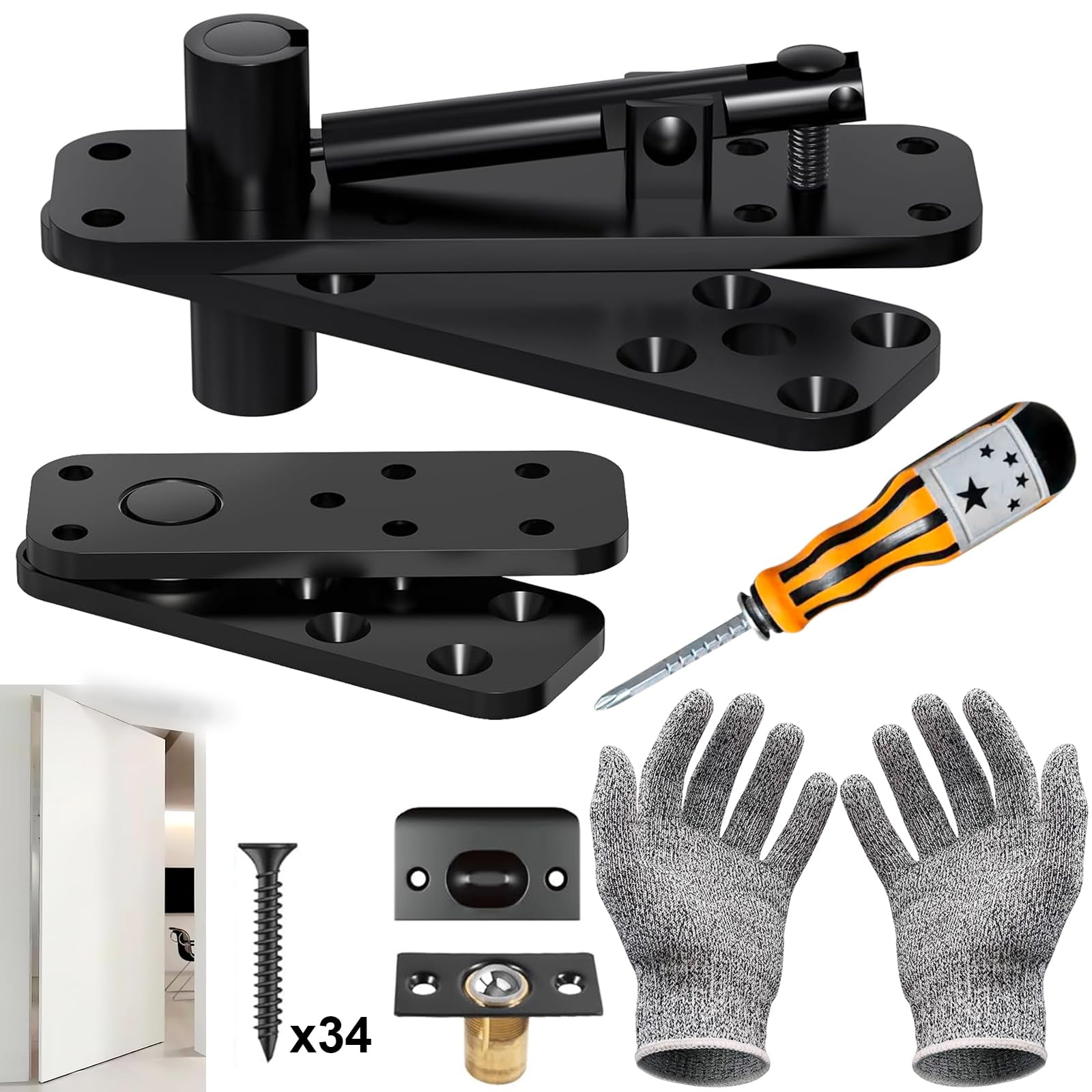 Heavy-Duty Hidden Door Hinge - 600lb Capacity, 360° Swinging, Solid Steel For Secret Bookcase Doors