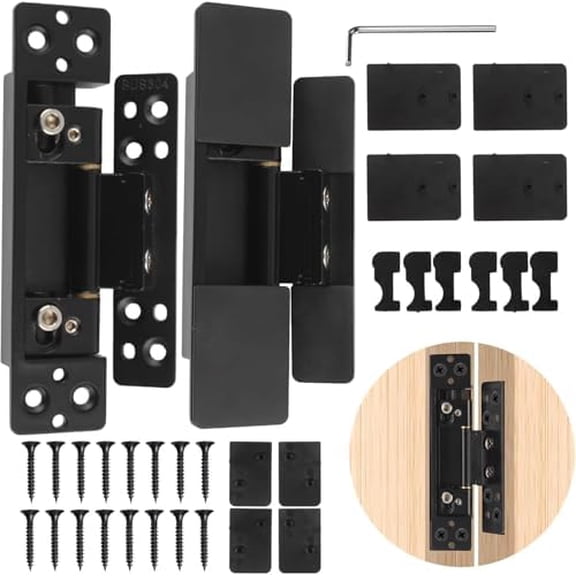 Hidden Door Hinges 5 inch, 304 Stainless Steel, Heavy Duty Invisible Hinges, Silent 110 Opening, 88 Lb Load Capacity, Ultra-Thin 3D Adjustable Concealed Hinges for Secret Doors (2pcs)