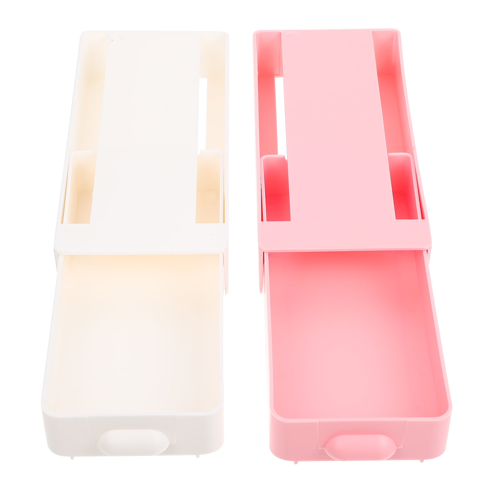 Hidden Drawer under Table Bottom Organizer Sundries Abs Punch Office 2 Pcs White