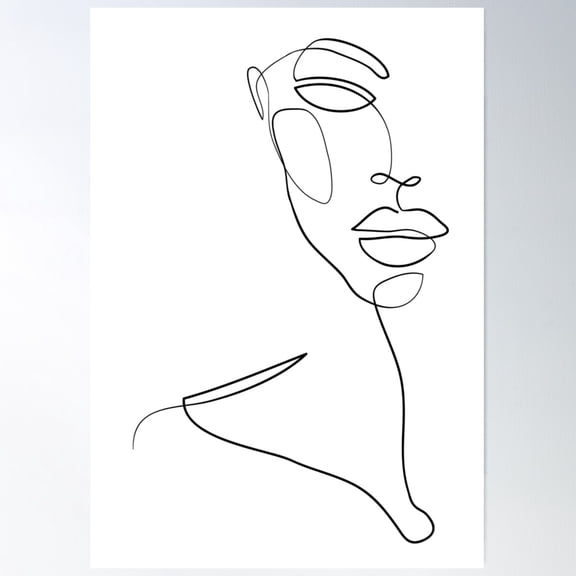 Hidden Faces - Minimal Line Art Poster Wall Art, Modern Wall Decor For Living Room Bedroom, 8x12 UNFRAMED