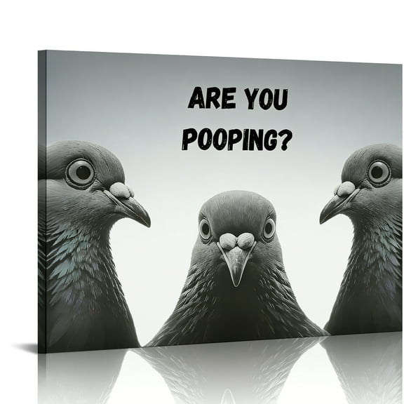 Hidden Frame Canvas Wall Art - Funny Meme Pigeon "Are You Pooping?" Humorous Popular Wall Decor for Living Room & Bedroom 32x24in