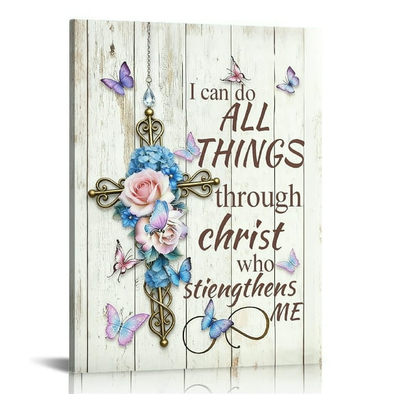 Hidden Frame Canvas Wall Art - Inspirational Quote & Floral Decor Retro Fresh-Style Popular Wall Decor for Living Room 16x24in