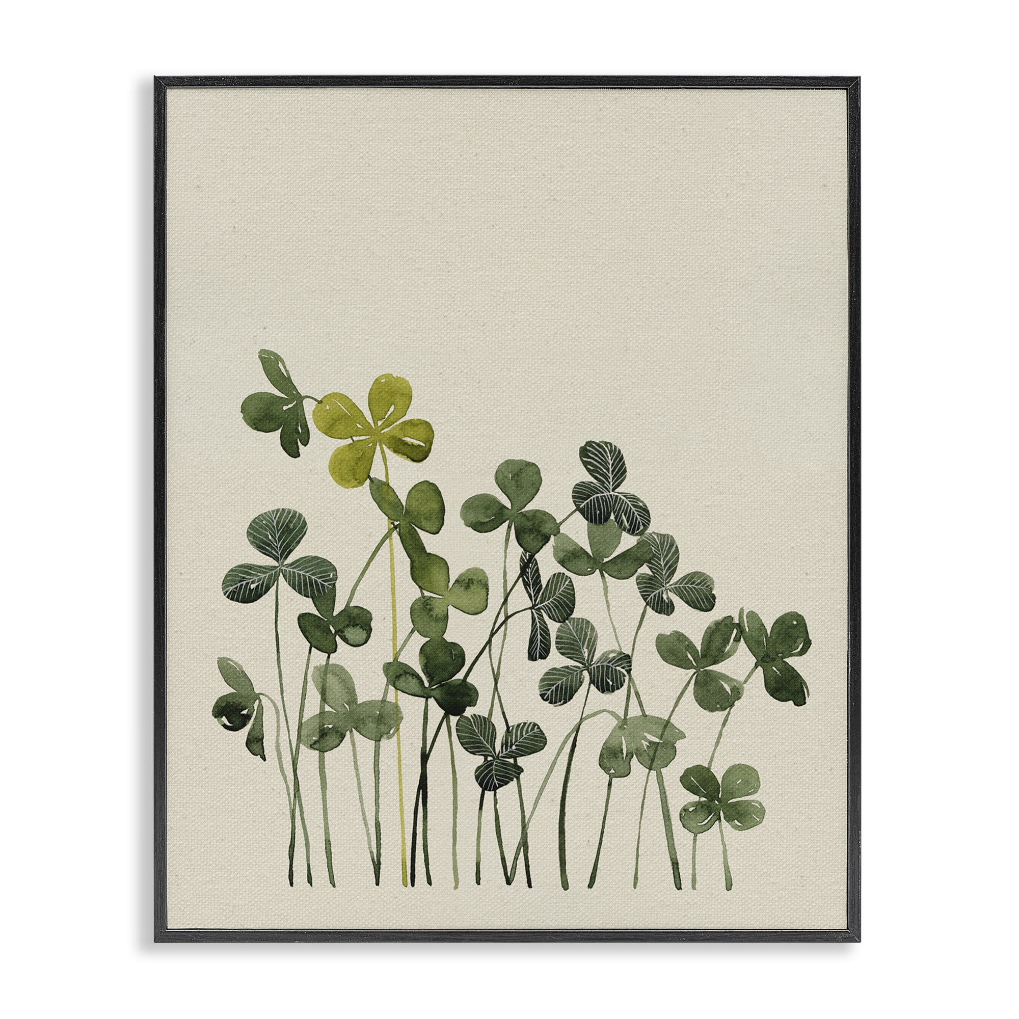 Hidden Gems Clovers Black Framed Giclee Art, design by Grace Popp