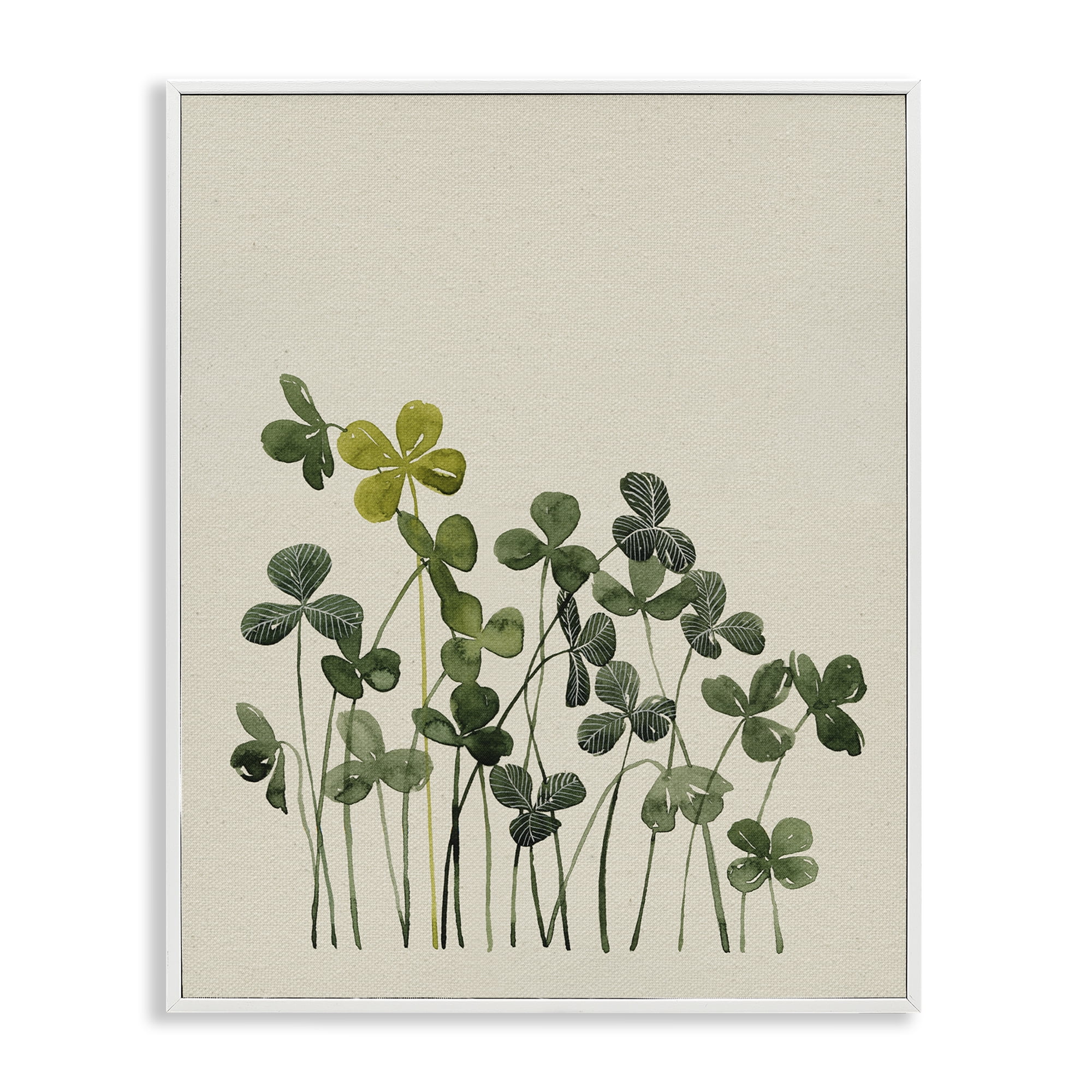 Hidden Gems Clovers White Framed Giclee Art, design by Grace Popp