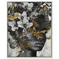 thumbnail image 1 of Hidden Golden Butterflies Gold Fashion Glam Canvas Wall Art by Art Remedy, Silver Floater Frame, 16"x20", 1 of 7