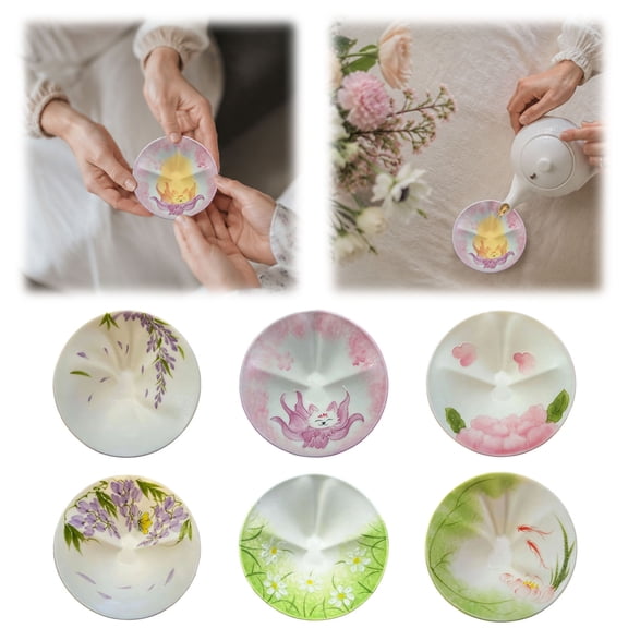 Hidden Gourd Hand-Painted Ceramic Tea Cup, 70ml Chinese Gongfu Tasting Cup, Underglaze Floral Shallow Bowl Tea Cup for Tea Lovers