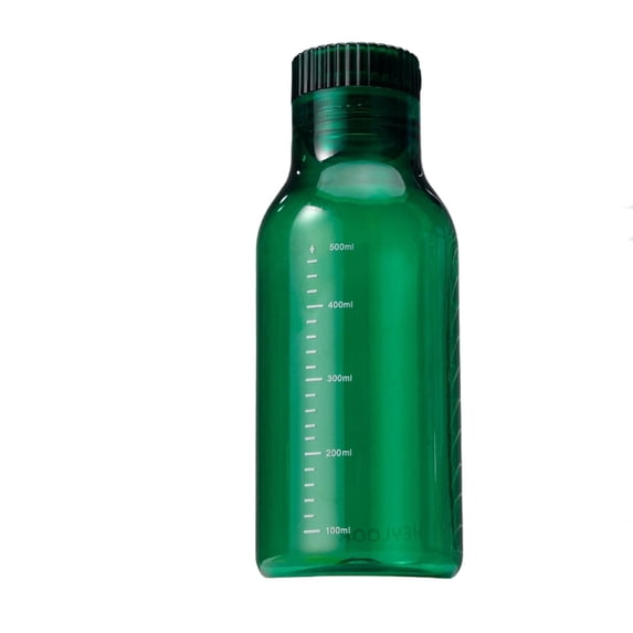 Hidden Handle Plastic Water Bottle With Clear Scale, Portable Sealed Leakproof Sports Water Bottle For Outdoor,Green,500ml