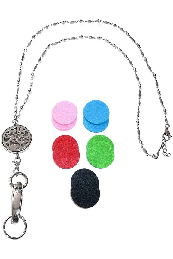 Aromatherapy Locket Lanyard - ID Badge Holder - Aromatherapy Diffuser - Non-Breakaway Style (Stronger)