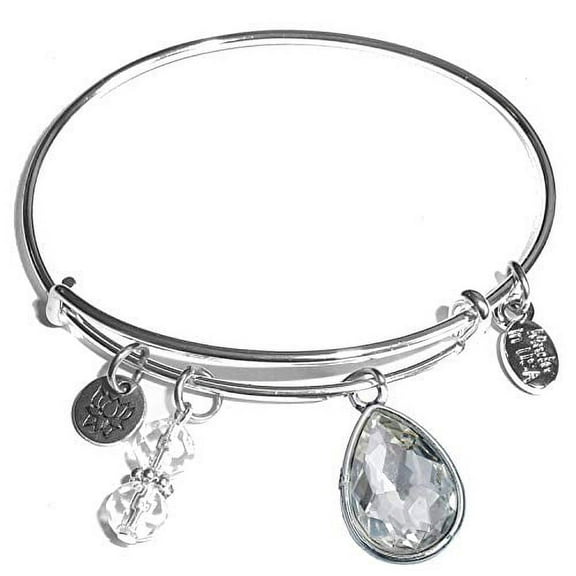 Hidden Hollow Beads Birthstone Bangle Bracelet - April