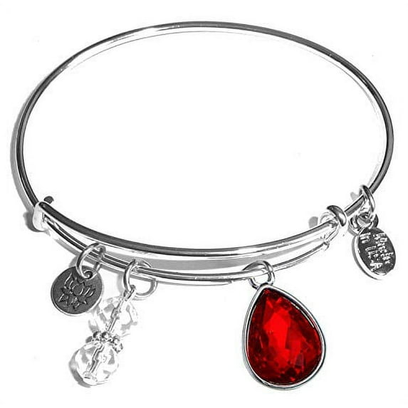 Hidden Hollow Beads Birthstone Bangle Bracelet - January