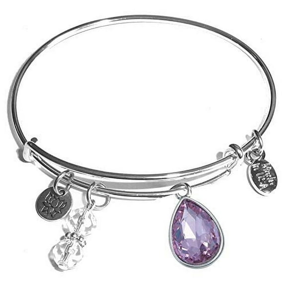 Hidden Hollow Beads Birthstone Bangle Bracelet - June