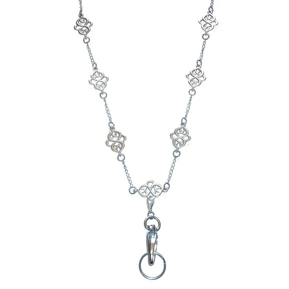 Hidden Hollow Beads Celtic Shapes Women's Stainless Steel Chain Fashion Lanyard Necklace, Jewelry ID Badge and Key Holder, 34 in.