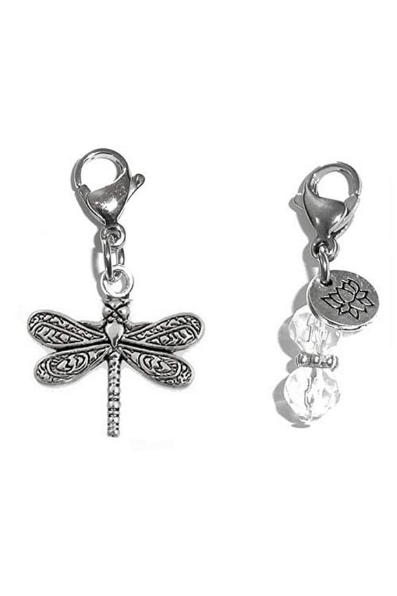 Clip On Charm, Bag, Purse, Handbag, Message, Keychain, Zipper Pull, Bracelets, Necklaces, Jewelry (Dragonfly)