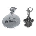 thumbnail image 1 of Hidden Hollow Beads Clip On Charm, Bag, Purse, Handbag, Message, Keychain, Zipper Pull, Bracelets, Necklaces, Jewelry (Pet Charm - I Love My Human), 1 of 2