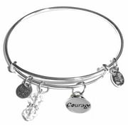 Hidden Hollow Beads "Courage" Message Charm Expandable Wire Bangle Bracelet, COMES IN A GIFT BOX!