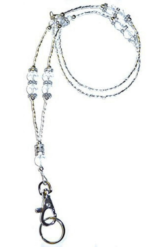 Crystal Women's Beaded Fashion Lanyard Necklace, Jewelry ID Badge and Key Holder, 34 in.