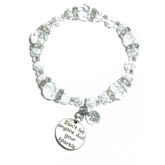 Hidden Hollow Beads - Don't Let Anyone Dull Your Sparkle Charm Bracelet - Crystal Stretch