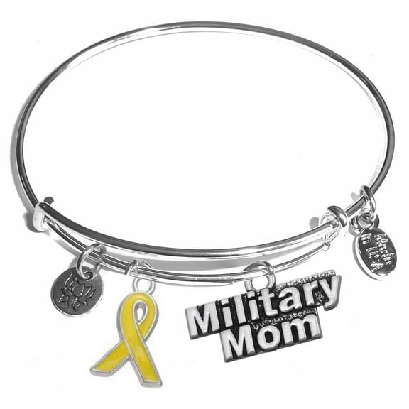 Hidden Hollow Beads Expandable Charm Bangle Bracelets â?? Military Mom Charm Bracelet