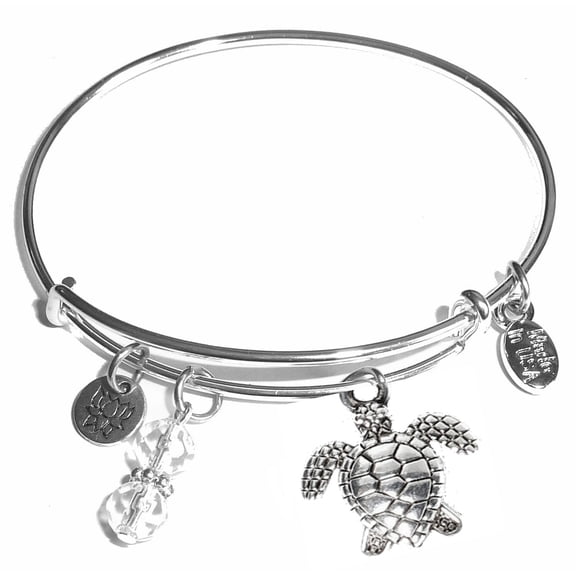 Hidden Hollow Beads Expandable Charm Bangle Bracelets  Turtle Charm Bracelet