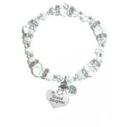 Hidden Hollow Beads - Granddaughter Charm Bracelet - Crystal Stretch