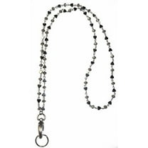 Hidden Hollow Beads Hematite Women's Chain Fashion Lanyard Necklace, Jewelry ID Badge and Key Holder, 34 in.