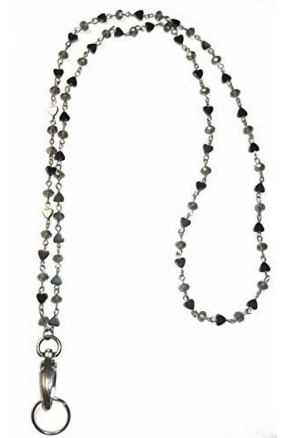 Hematite Women's Chain Fashion Lanyard Necklace, Jewelry ID Badge and Key Holder, 34 in.