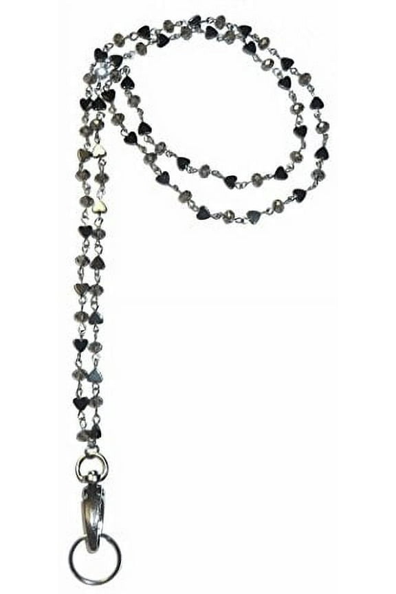 Hematite Women's Chain Fashion Lanyard Necklace, Jewelry ID Badge and Key Holder, 34 in.