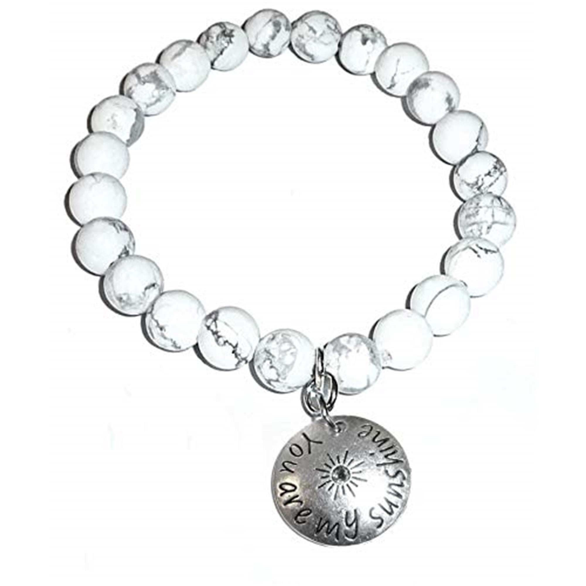 Hidden Hollow Beads Howlite Natural White Stone Women's Stretch