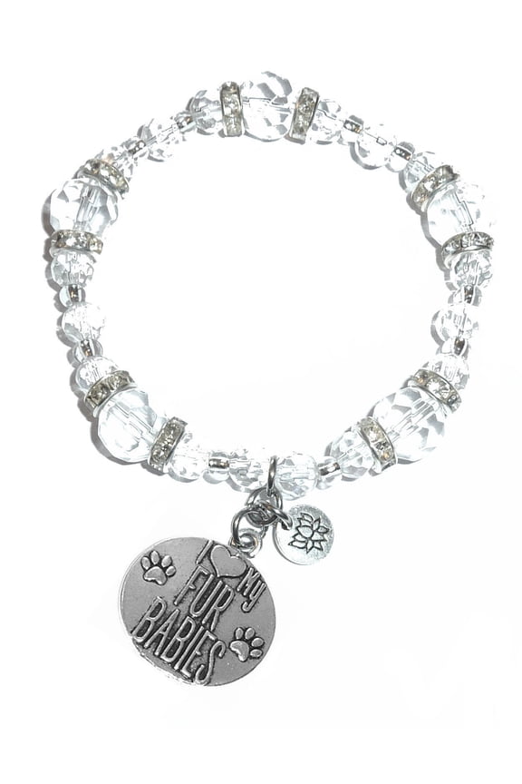 - I Love My Fur Babies Charm Bracelet - Crystal Stretch
