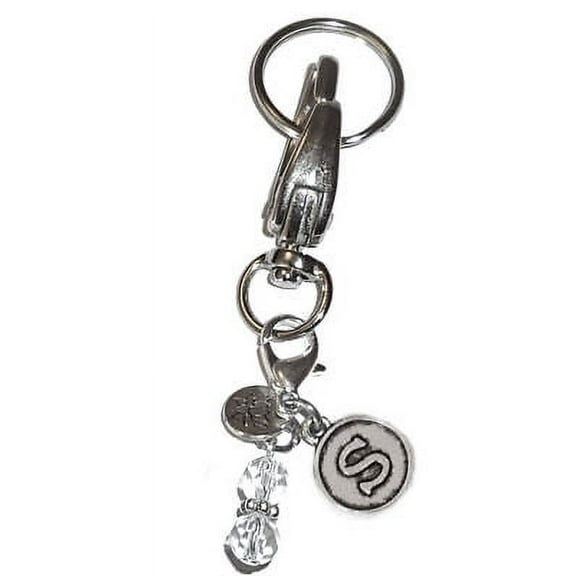 Hidden Hollow Beads Initial Keychain - Initial S - Customized Keyrings