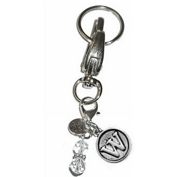 Hidden Hollow Beads Initial Keychain - Initial W - Customized Keyrings