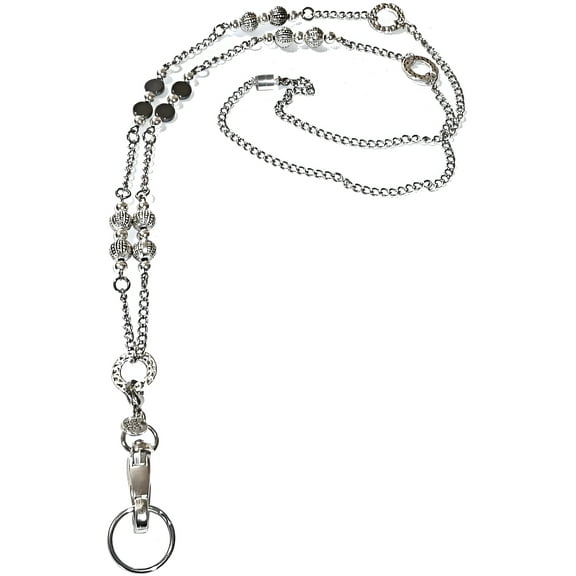 Hidden Hollow Beads Looks Like Jewelry Women's Stainless Steel Chain Fashion Necklace Lanyard - ID Badge Holder -Breakaway Style (Safer)