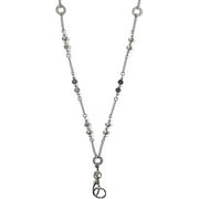 Hidden Hollow Beads Looks Like Jewelry Womens Stainless Steel Chain Fashion Necklace Lanyard - ID Badge Holder -Non-Breakaway Style Stronger