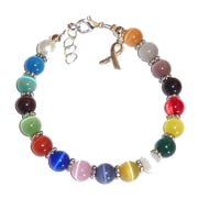 Hidden Hollow Beads MULTI Cancer Awareness Bracelet, 8mm beads, 7 3/4 inches long with extentions