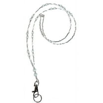 Hidden Hollow Beads Simple White (Ultra Light) Women's Beaded Fashion Lanyard Necklace, Jewelry ID Badge and Key Holder, 34 in.
