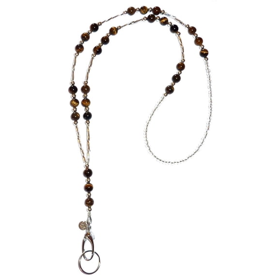 Hidden Hollow Beads Tiger’s Eye Super Beaded Lanyard 34” Women's Non-Breakaway