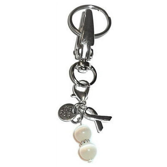 Hidden Hollow Beads Women's Keychains - Cervical Cancer - Bone Cancer Awareness Key Ring Charm - Bag Charm