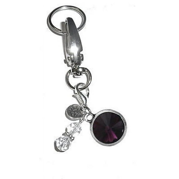 Hidden Hollow Beads Women's Keychains - February Birthstone Key Ring Charm - Bag Charm