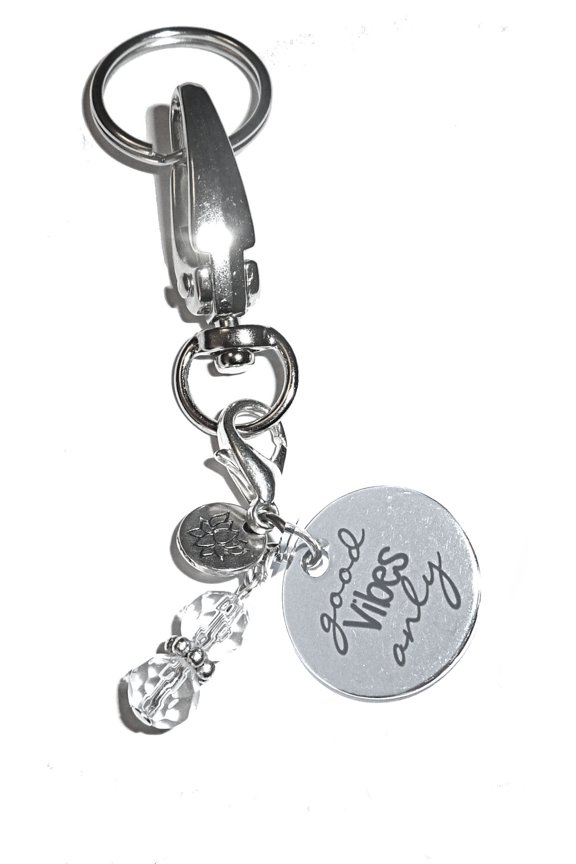 Women's Keychains - Good Vibes Only Key Ring Charm - Bag Charm