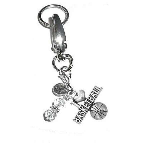 Hidden Hollow Beads Women's Keychains - I Love Basketball Key Ring Charm - Bag Charm