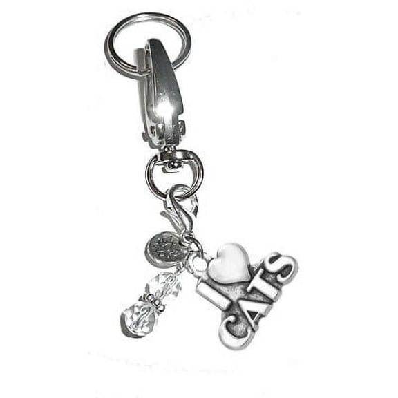 Hidden Hollow Beads Women's Keychains - I Love Cats Key Ring Charm - Bag Charm