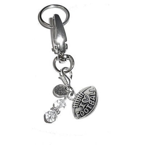 Hidden Hollow Beads Women's Keychains - I Love Footeball Key Ring Charm - Bag Charm