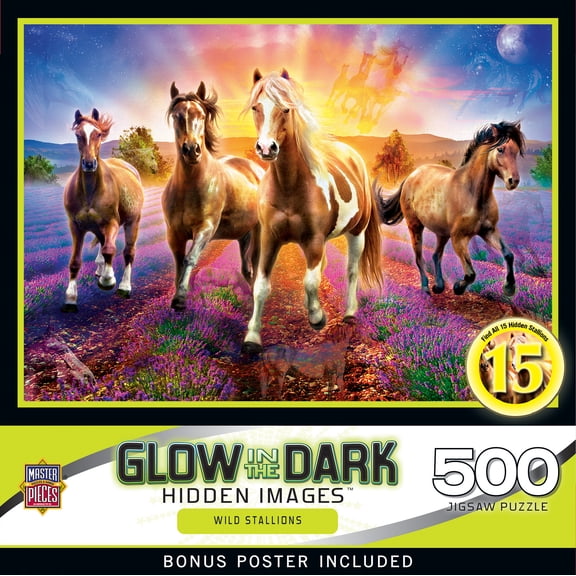 Hidden Images Glow In The Dark - Wild Stallions 500 Piece Puzzle