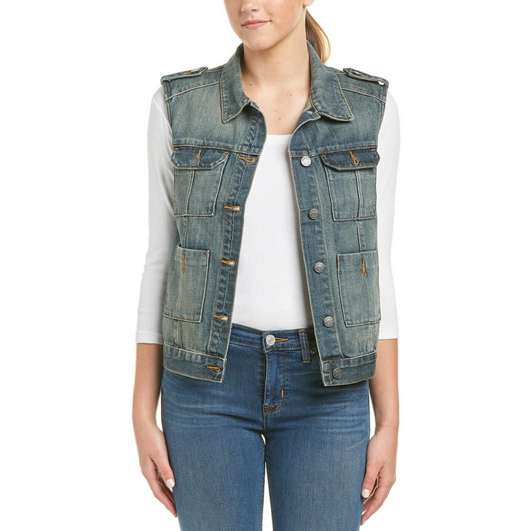 Hidden Jeans Womens Distressed Denim Vest M Walmart